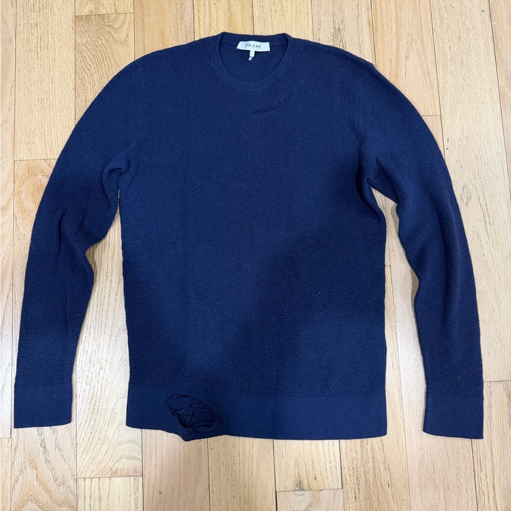 Frame Denim Men's Navy Crewneck Sweater
